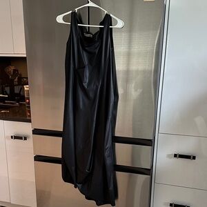 Women's Black Draped Maxi Slip Dress